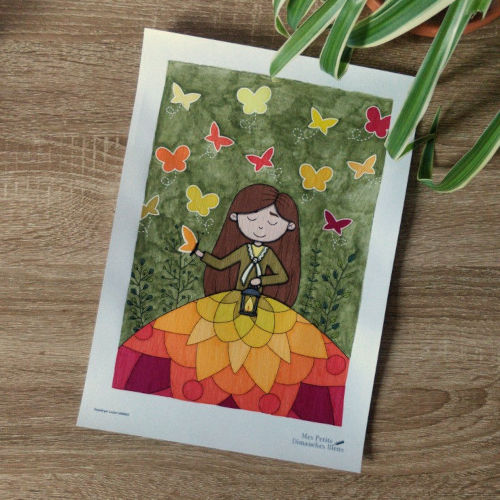 mise en couleurs de la Dame aux Papillons