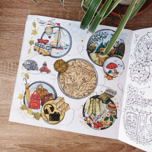 Coloriage issu du livre Voyage en Europe illustré par Rita Berman