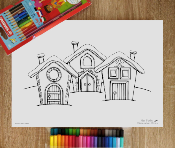 coloriage représentant des maisons, à recevoir sur les plateformes en février 2026
