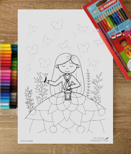 la Dame aux Papillons, coloriage à recevoir sur Tipeee et Ulule en avril 2026