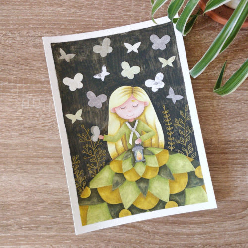 la Dame aux Papillons, illustration couleurs
