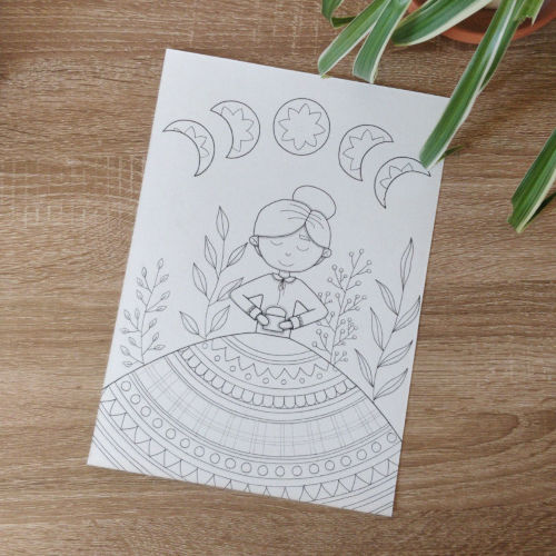 la Dame au Coffret, dessin line-art noir