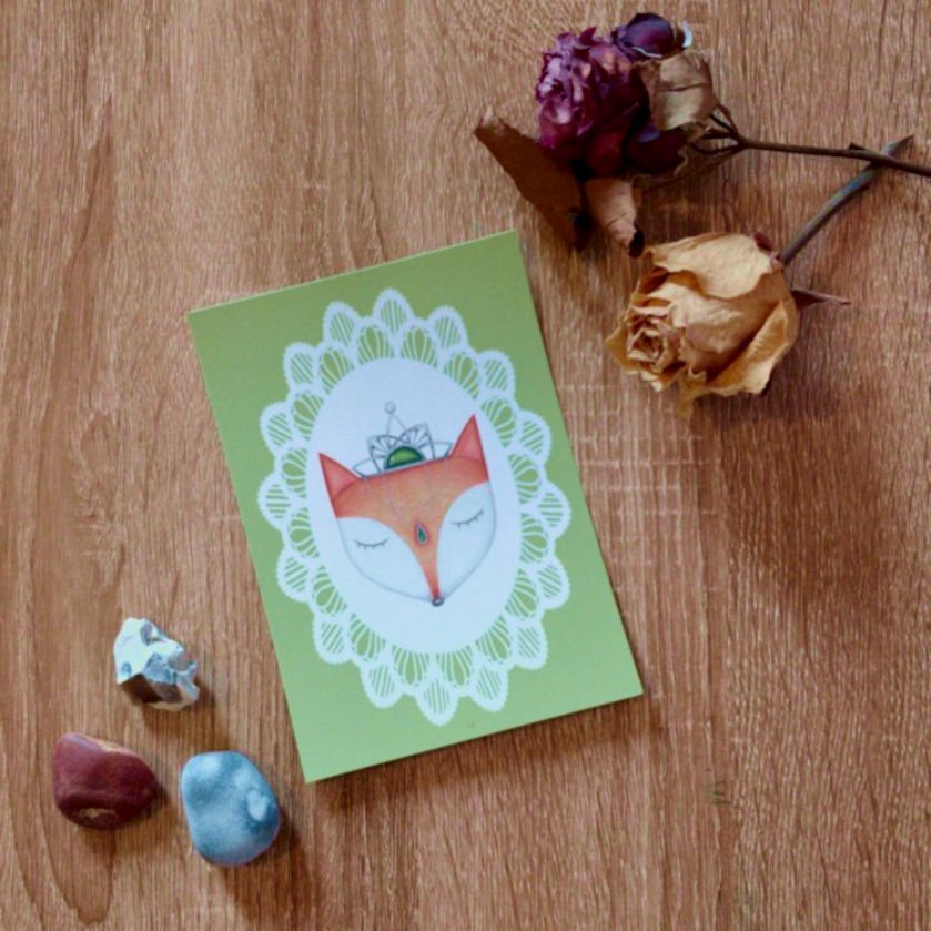 Carte postale mandala - Renard