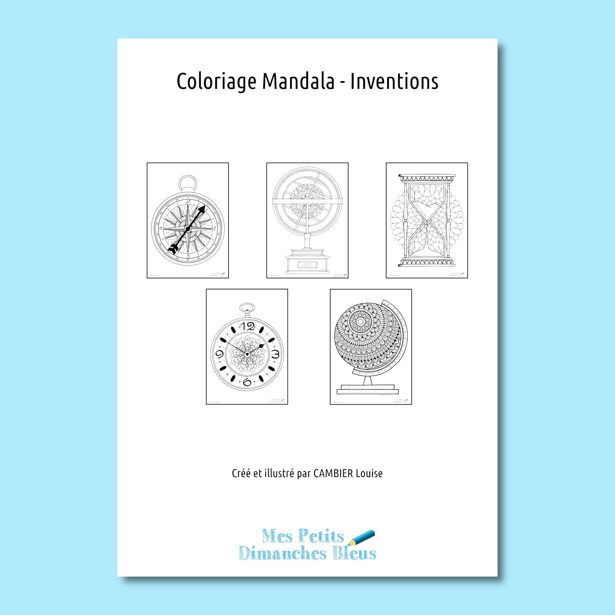 TÉLÉCHARGEMENT - Coloriages mandala (lot de 5) - Pochette #2 Inventions – Image 3