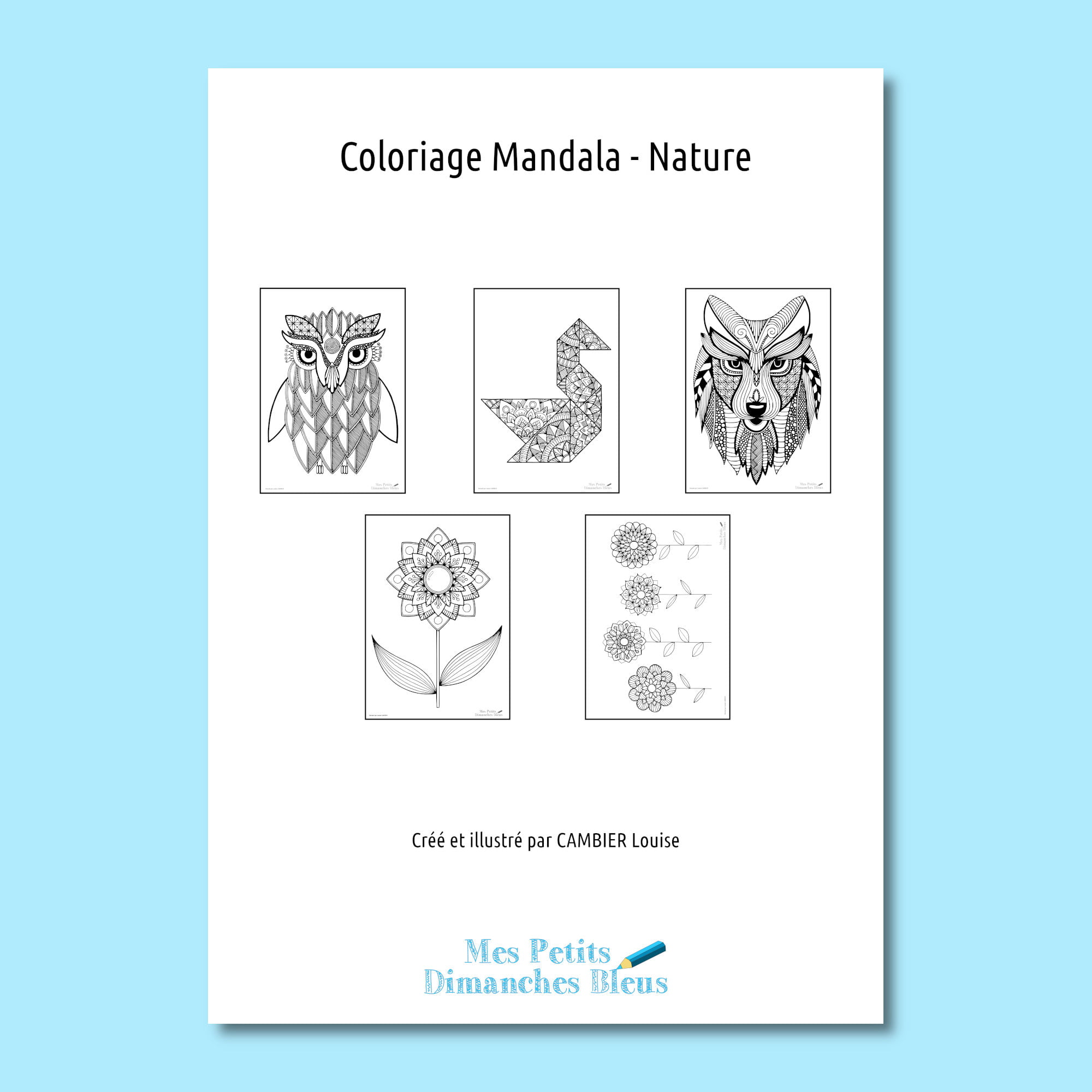 TÉLÉCHARGEMENT - Coloriages mandala (lot de 5) - Pochette #4 - Nature – Image 3