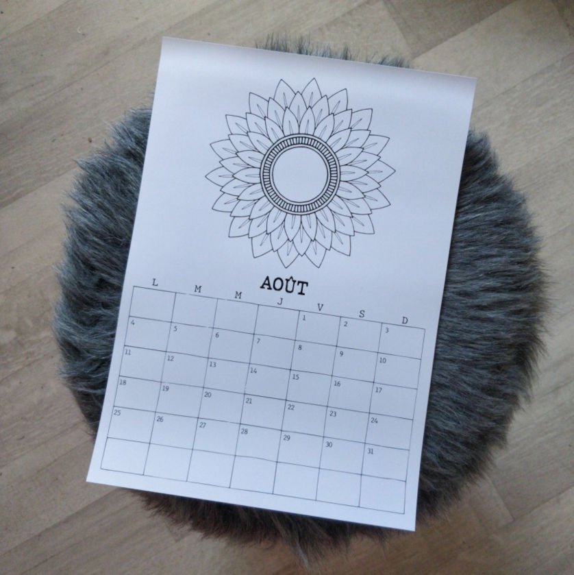 Page du mois d'août du calendrier 2025