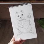 Dessin d'un chat tenant une fiole