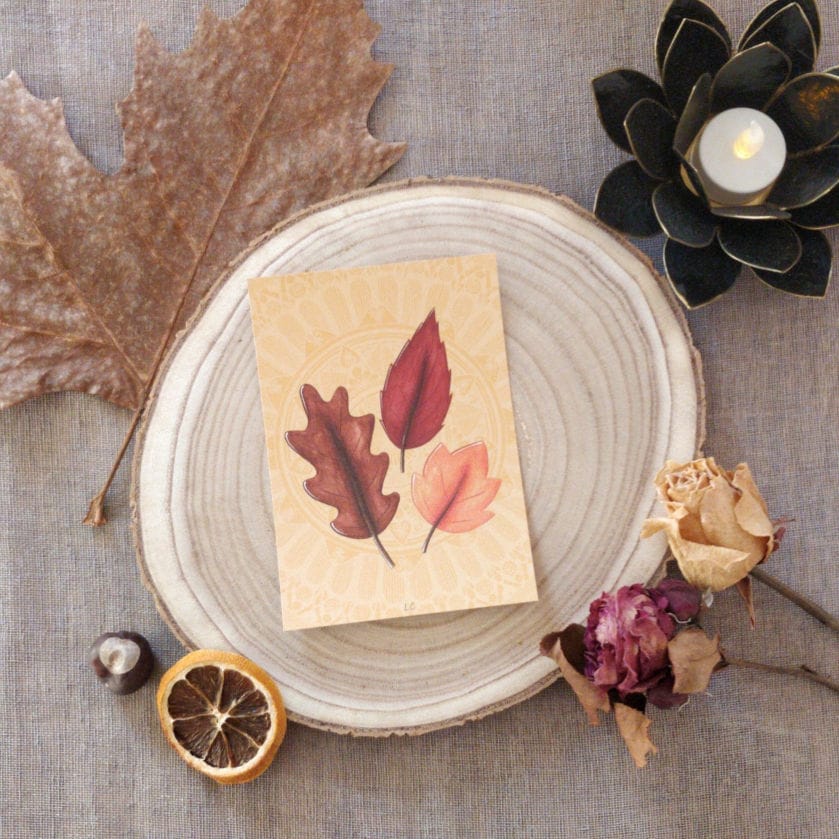 Carte postale mandala "Feuilles d'automne"