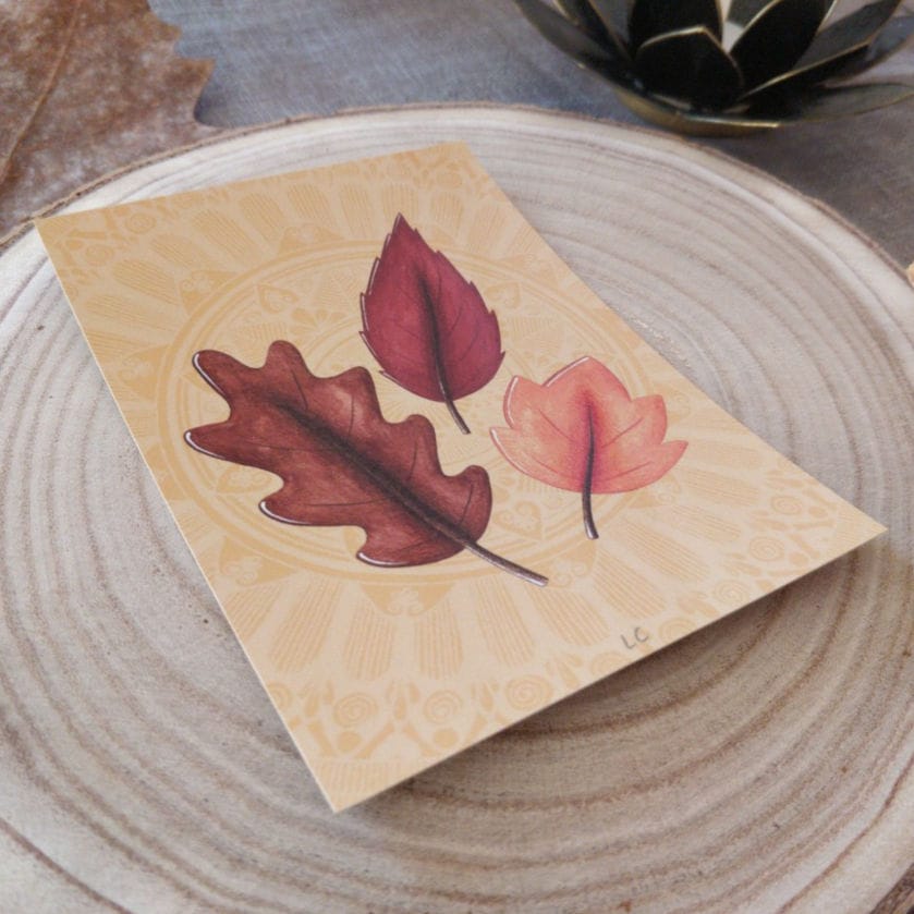 Carte postale mandala "Feuilles d'automne"