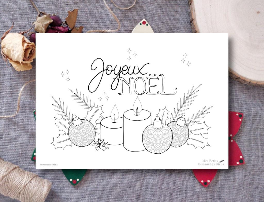 Coloriage freebie de Noël, offert au téléchargement