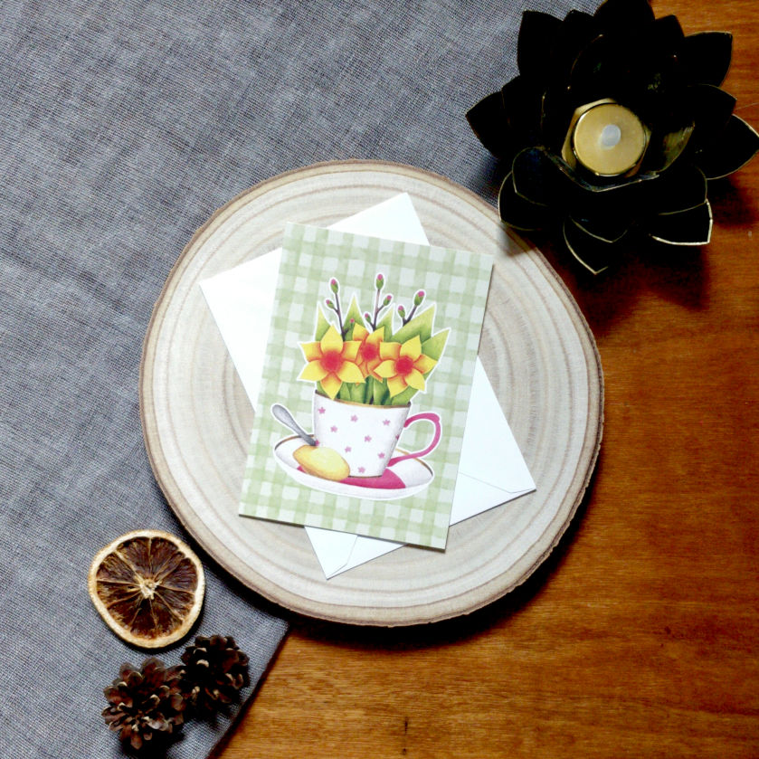 Carte postale mandala - "Jonquilles"