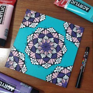 Peinture mandala - Carton toilé carré