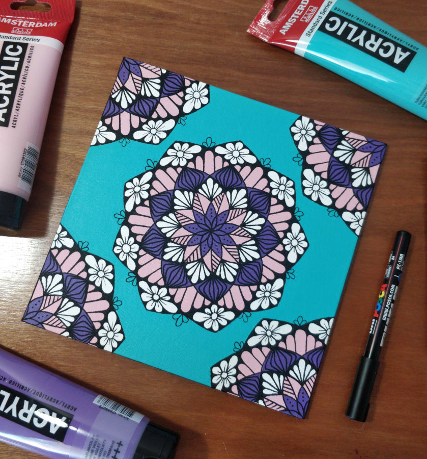 Peinture mandala - Carton toilé carré
