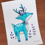 Coloriage représentant un cerf dessiné et colorié par moi-même