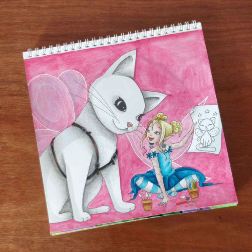 Coloriage d'un chat, illustration de Laure Phelipon